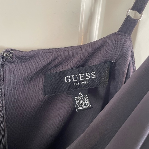 Guess Asymmetrical Cowl Neck Charcoal Dress Rushed Straps - Picture 9 of 13